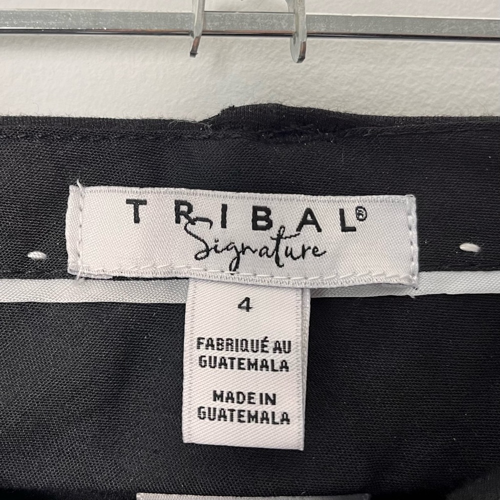 Tribal Women’s Black High Rise Wide Leg Cropped Pants Size 4 Ponte Fabric - Picture 3 of 11